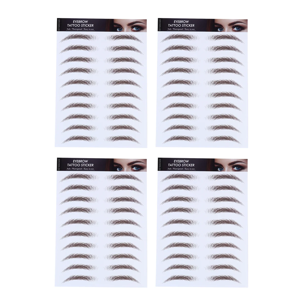 

4Pcs 6D Hair-Like Eyebrow Stickers Reusable Waterproof Fake Eyebrows for Women Various Styles Easy Application