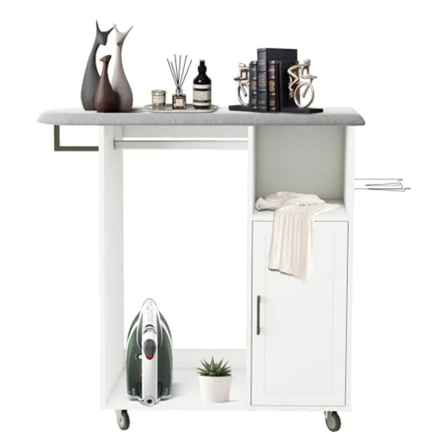 

Гладильная доска на колесиках с тумбой для хранения и прочной деревянной основой в натуральном исполнении – компактное решение для прачечной