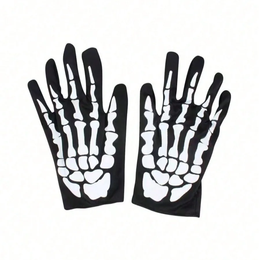 Neues Halloween-Cosplay-Kostüm-Set: Gruselige Totenkopfmaske mit beweglichem Kiefer, Skelett-Geisterhandschuhe für Party-Verkleidungen – Detail 4