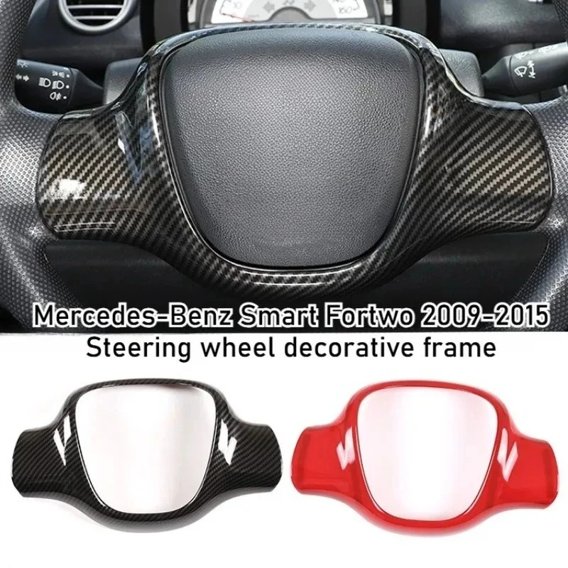 

For Smart Fortwo 2009-2015 Steering Wheel Trim Cover ABS Carbon Fiber Style Direct Fit Easy Install Gloss Black Interior Upgrade