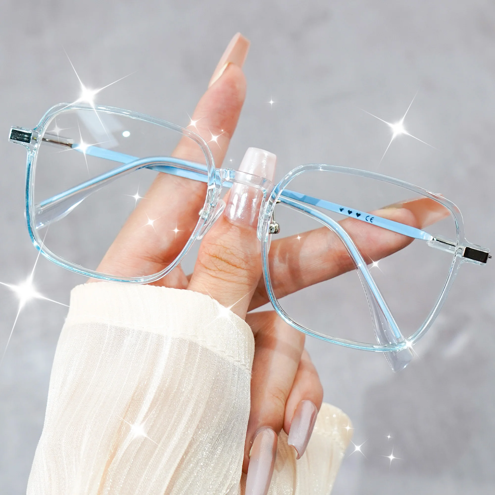 Quadratische Lesebrille für Damen, Blaulichtfilter, Trendige Leichtgewicht-Lesebrille mit Metallbügeln, Komfortable Sehhilfe – Detail 6