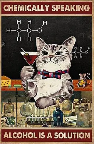 Retro Style Metal Sign Cat Metal Tin Sign A Solution Cat Science Vertical Poster Wall Sign Funny Metal Tin Sign Home Vintage Art