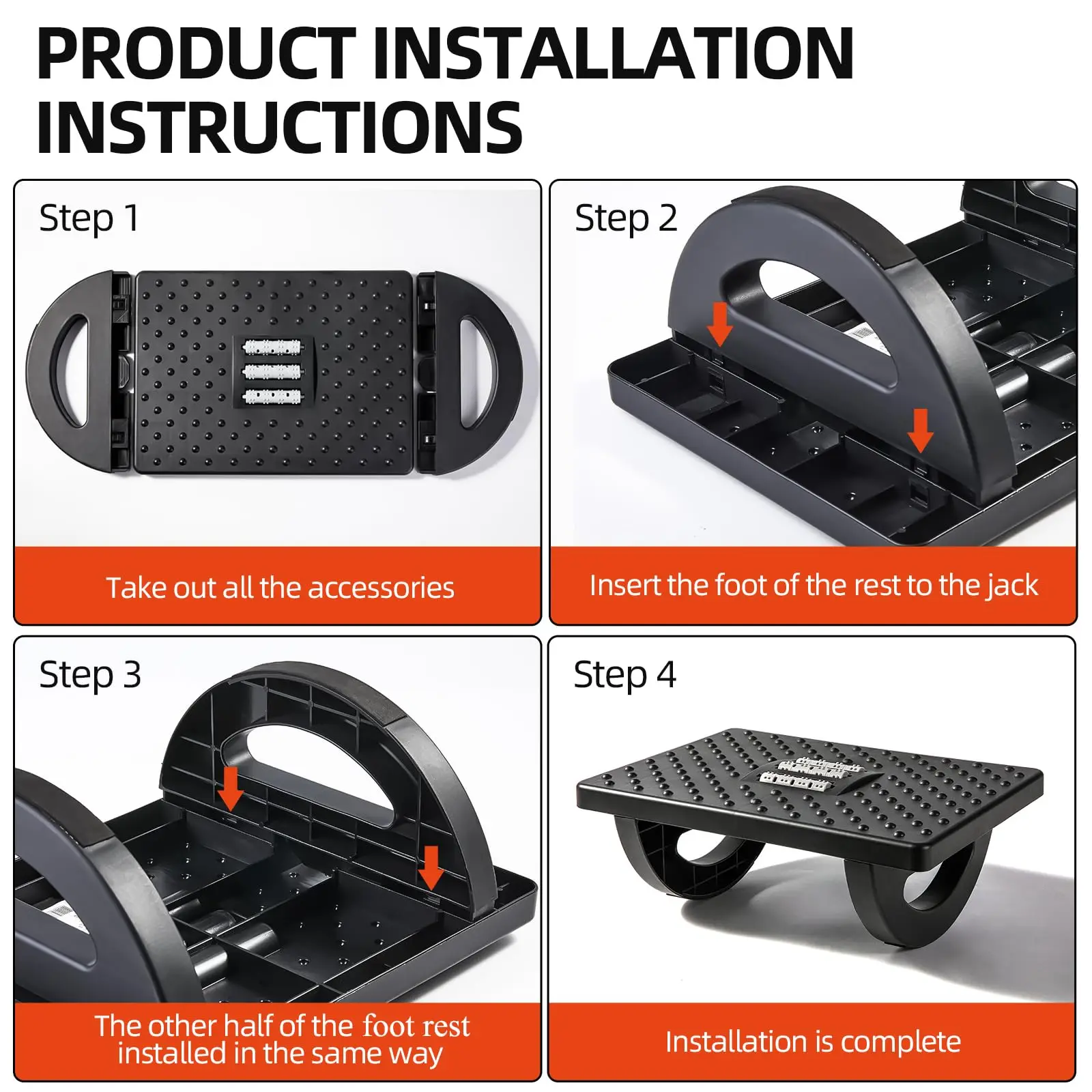 Footrest Portability foot rest under desk Ergonomic Foot Stool With 180 Degree Swing Massage Rollers Foot Rest For Home Office