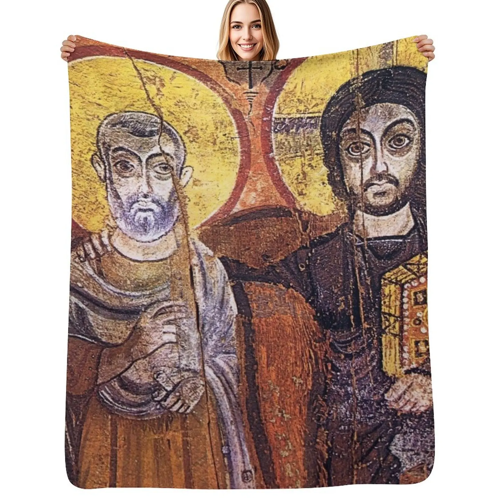 

Coptic saints painted on wood Throw Blanket Shaggy Nap Blankets