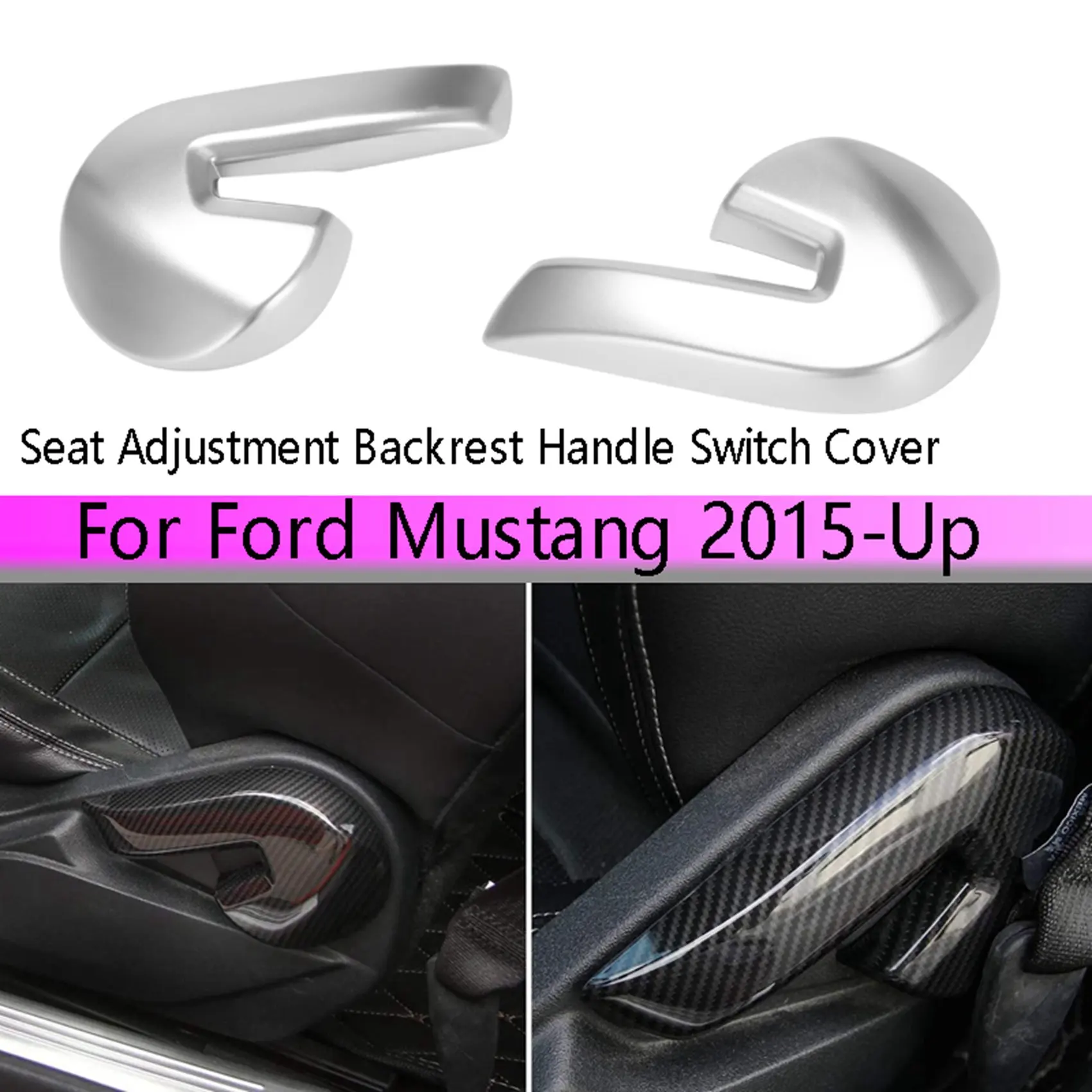 Car Seat Adjustment Backrest Handle Button Switch Handle Decorative Cover Sticker for Ford Mustang 2015-Up