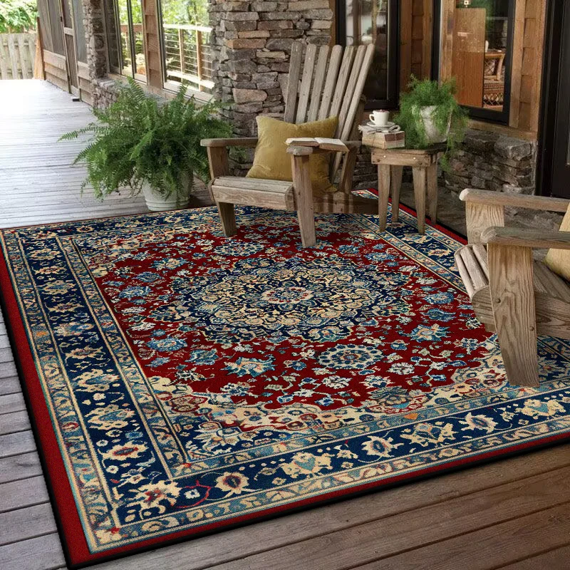 

Ретро персидский красный CARPET FOR LIVE ROOM Нескользящее украшение для спальни Богемный моющийся большой ковер Гостиная Журнальные столики Коврик для комнаты