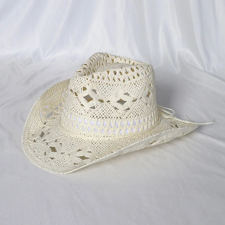 NONE 2024 neue orange Western Cowboyhut Sommer Outdoor Reise Visier Hut für Männer und Frauen Retro Gentleman und weibliche Cowboy Strohhut 10