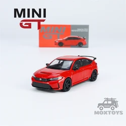 MINI GT 1:64 Honda Civic Type R Rallye Red 2023 W/ Advan GT Wheel LHD Diecast Model Car