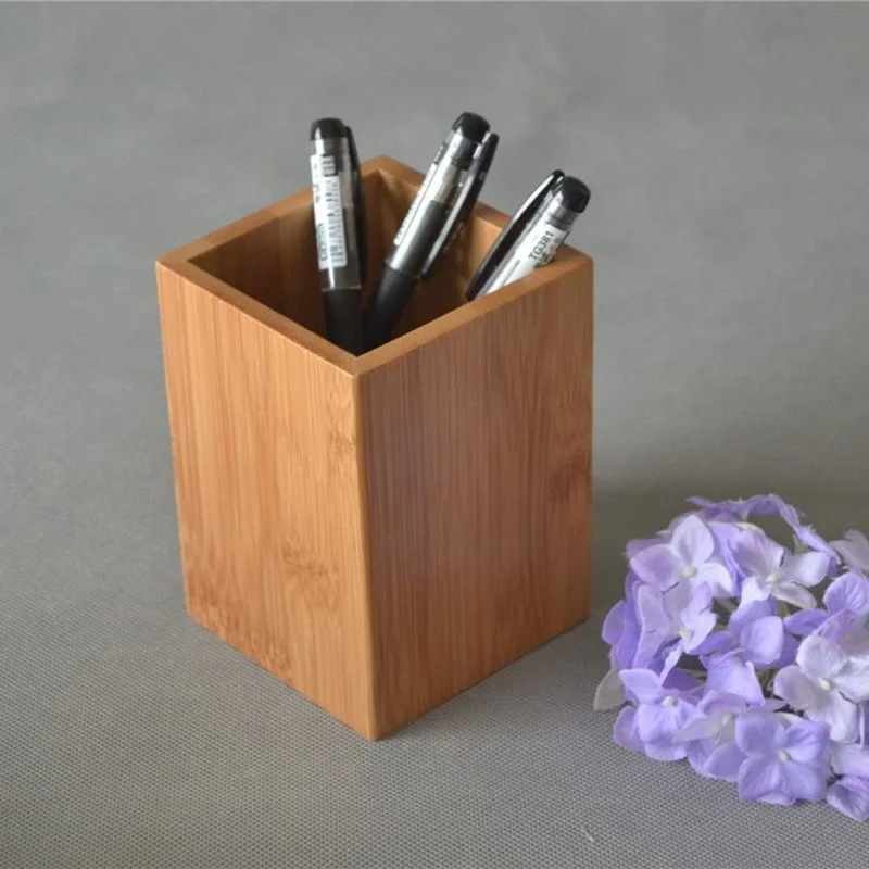 1PC Bamboo Wood Desk Pen Pencil Holder Stand Multi Purpose Use Pencil Cup Pot Desk Organizer Office Accessories