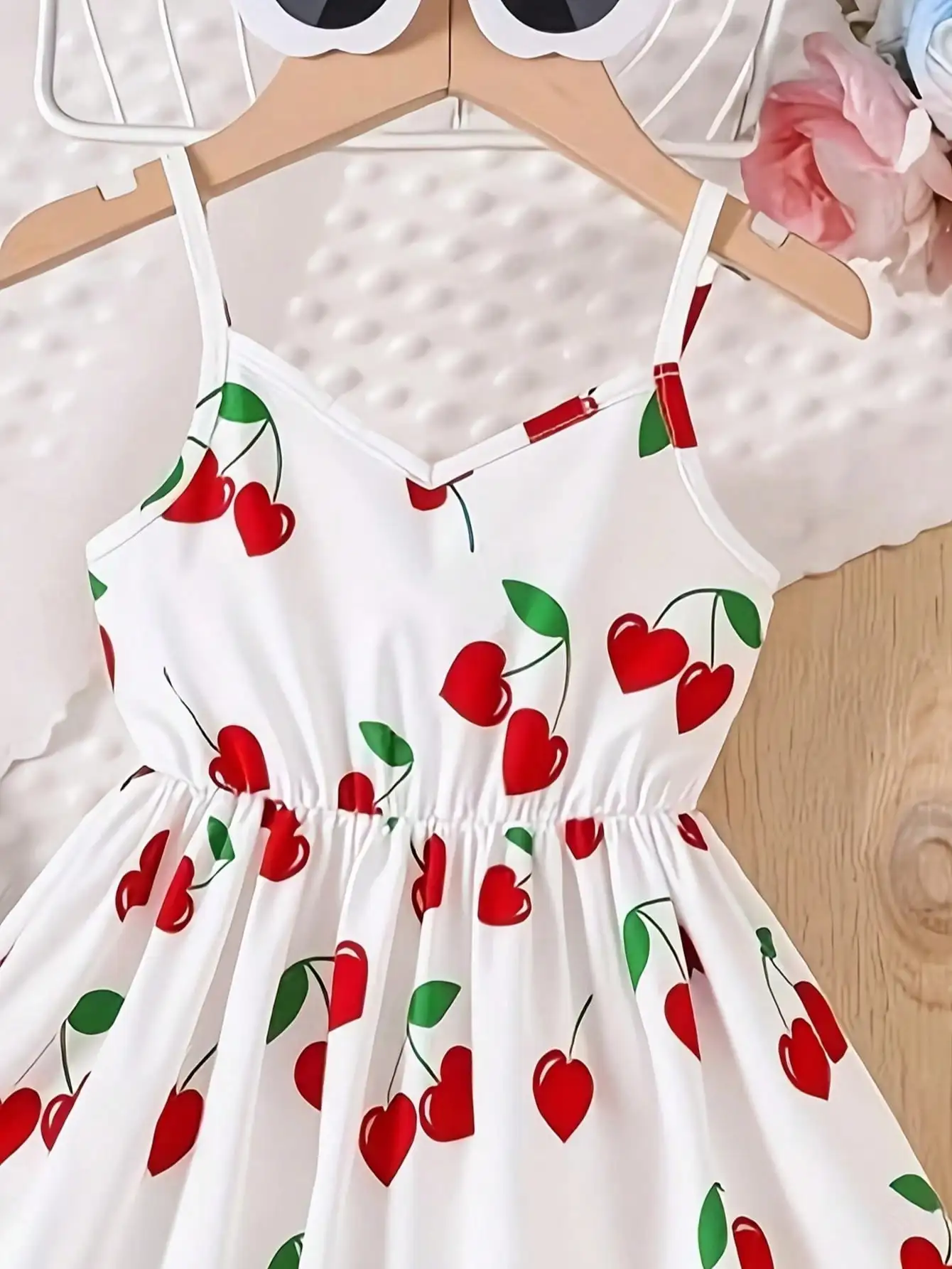 1pc spring and summer casual sleeveless cherry blossom print dress, popular style, suitable for daily travel