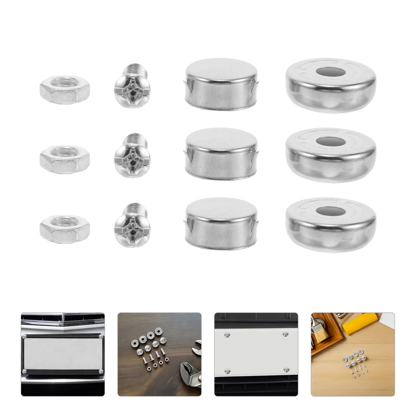 

2Packs Stainless Steel License Plate Screws Kit Universal Compatibility Wear-Proof Durable Fastening Hardware License Plate Nuts