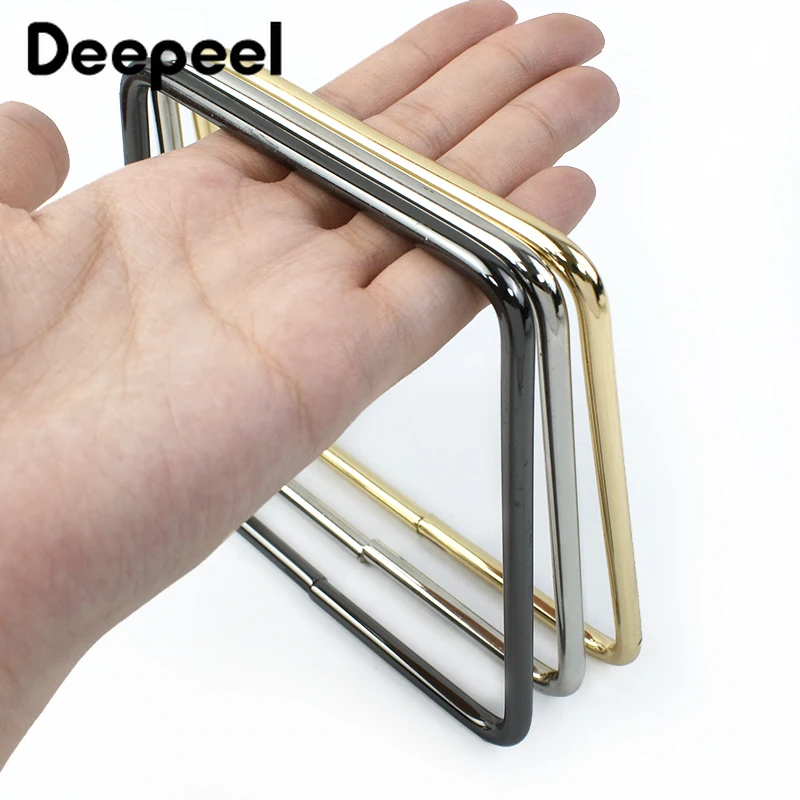 1/2 Uds Deepeel 12cm anillo cuadrado de Metal bolsos asas marco de bolso cierre de beso DIY bolso mango de repuesto accesorios de bolsa tejida