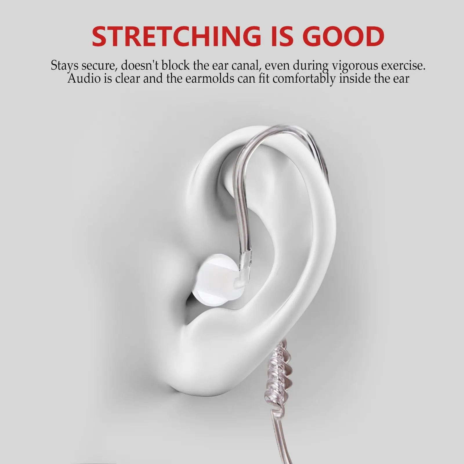 10Pcs Stretchable Mushroom Earbud Tips Replacement Ear Inserts for Acoustic Tube Headsets Secure Non-Blocking Comfortable Ear
