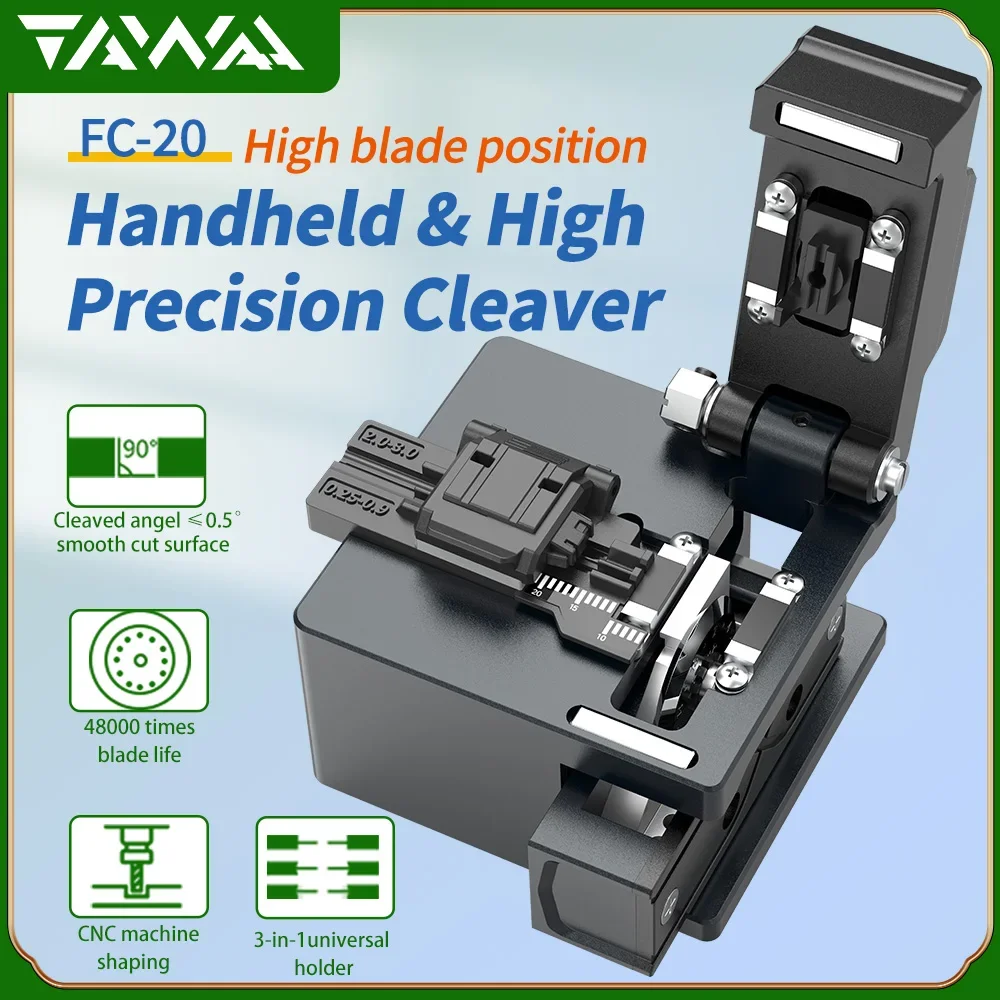 

TAWAA-Handheld Optical Fiber Cleaver, FC-20 Fiber Cutter, 3 in 1 Universal Holder, 48000 Times Blade Life