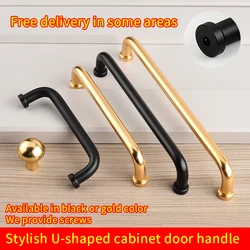 Cabinet closet door pulls drawer cabinet small handle light luxury American modern minimalist style gold black handle