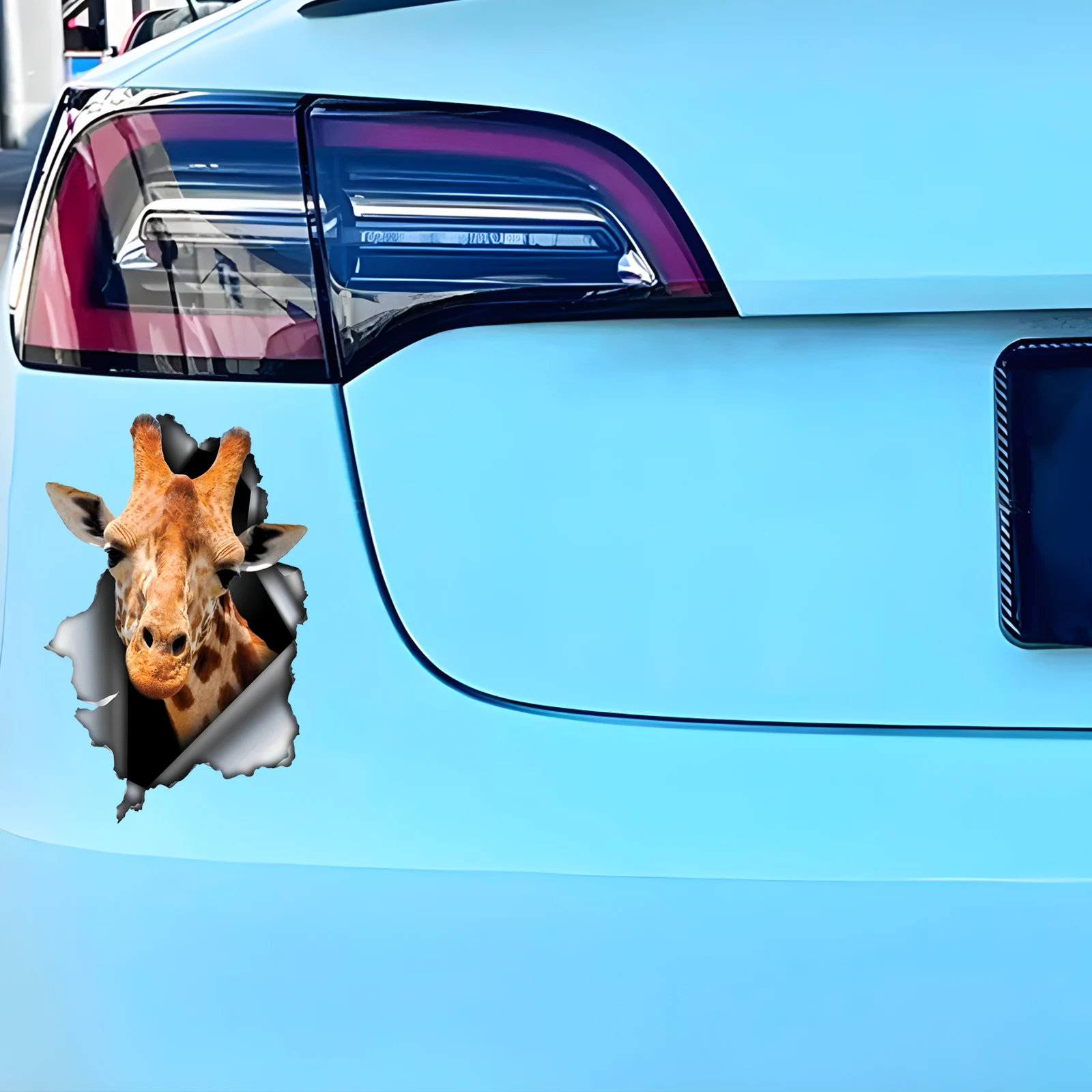 DK514# 3D Giraffe Break the Wall Car Sticker, Waterproof Vinyl Material Accessories, Interesting For Cars, Trucks, Motorcycles,