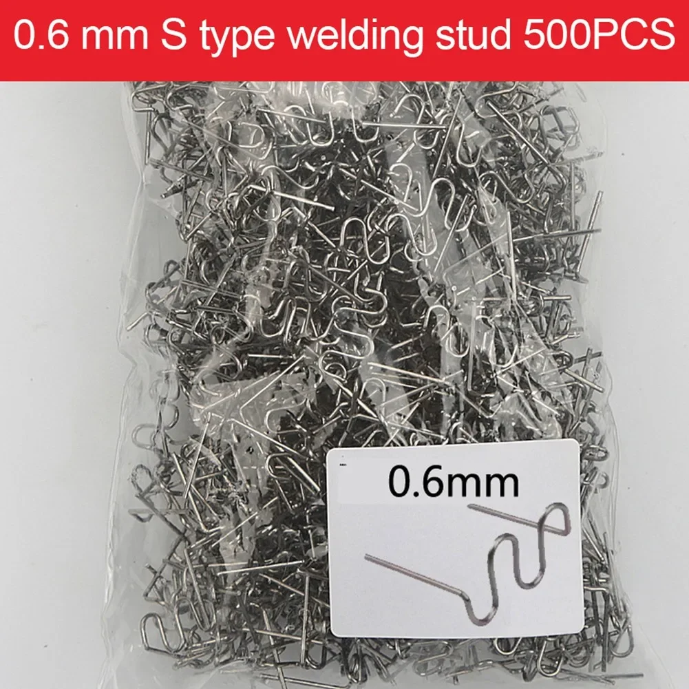500 Stück Kunststoff-Schweißhefter, Standard-Vorgeschnittene Wellblechklammern für Stoßstangen-Karosseriereparatur, 0,8/0,6mm Edelstahl-Schweißwerkzeuge