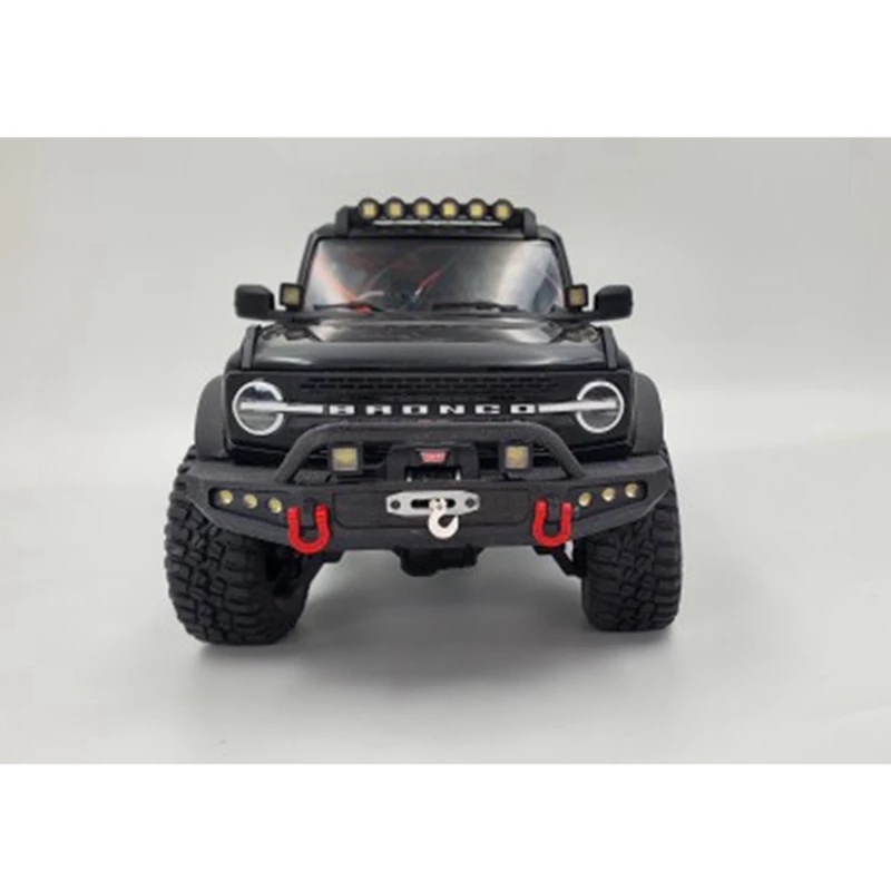 Front Bumper With Winch LED Light For TRX4M Bronco 1/18 RC Crawler Car Upgrade Parts Accessories