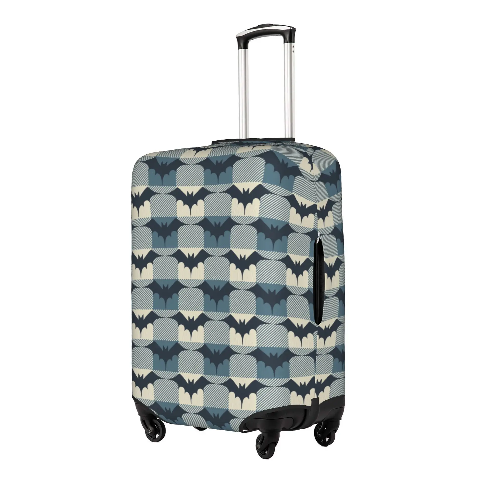Halloween Bats Gingham Check Plaid Soft Indigo Luggage Cover Protector Funny  Cute Animal  Travel Suitcase Covers for 18-32 Inch