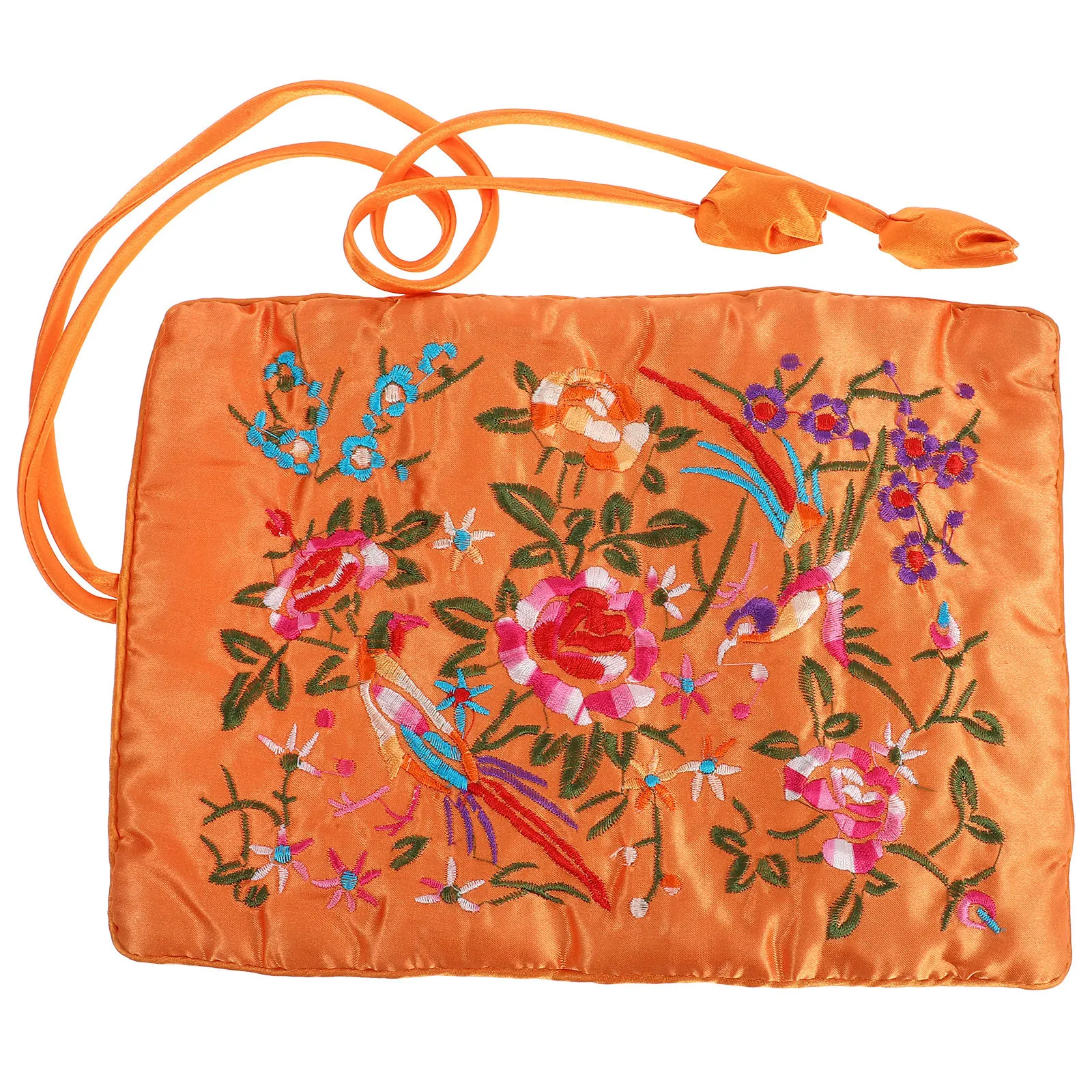 

Шкатулка-органайзер для украшений ручной работы с вышивкой, из шелкового атласа, с китайским цветочным узором, 1 большой и 3 кармана на молнии для серег и браслетов