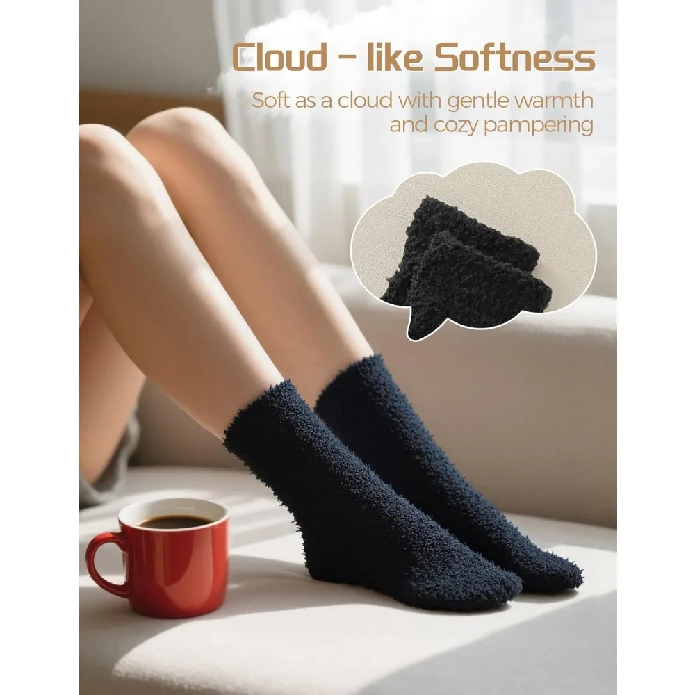 هدايا دافئة ومريحة للنساء، أدوات تخزين، جوارب نوم من القطيفة الغامضة - نسيج ناعم ودافئ