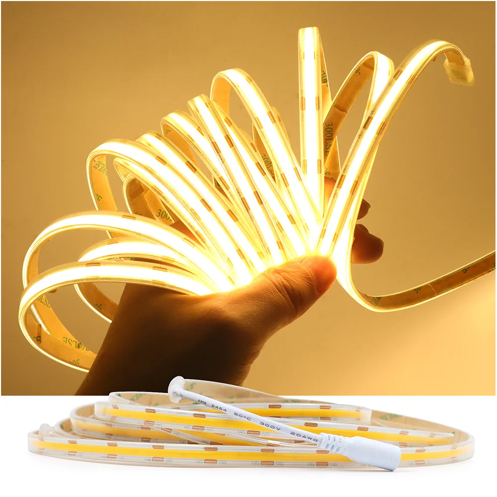 12V 24V Waterproof COB LED Strip 5m 10m 20m 480LED/m 3000K 4000K 6000K Light with DC Plug Flexible Led Tape IP67 0.5m 1m 2m 3m