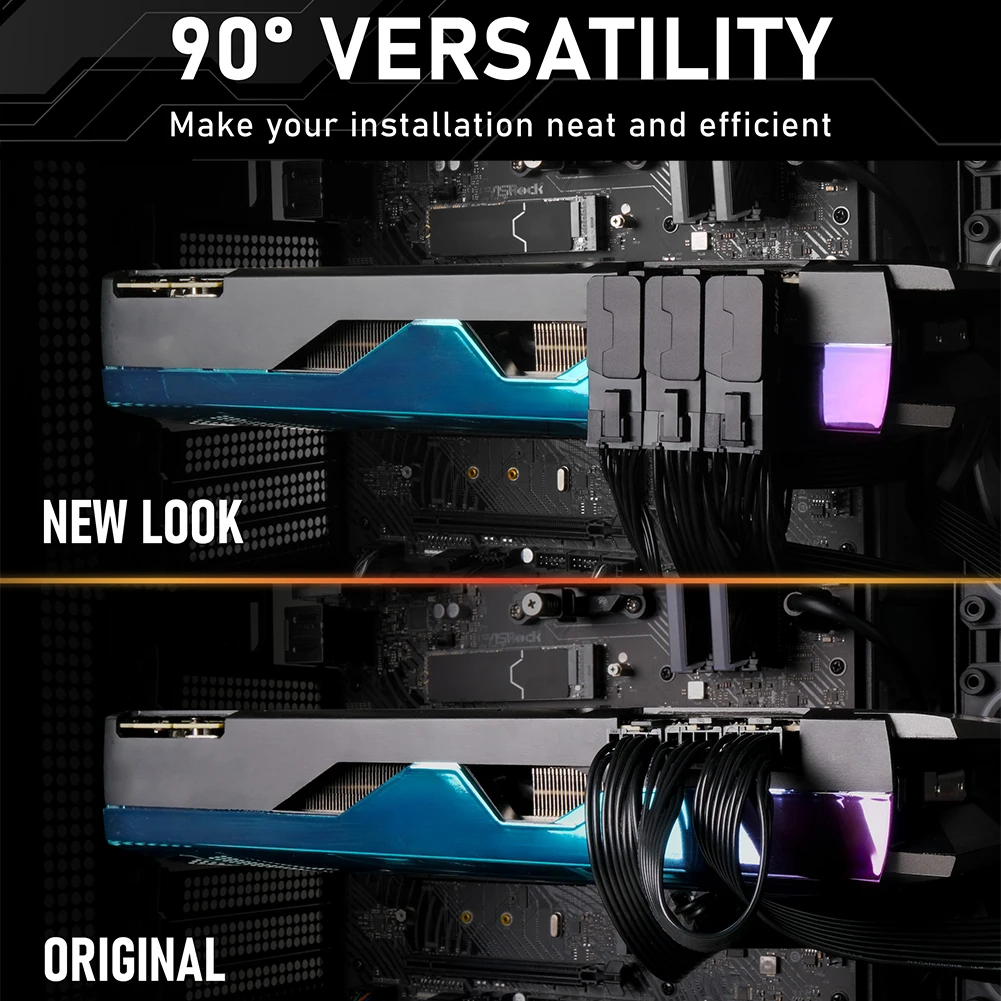 Adaptador de corriente PCIe GPU de 8 pines, conector en ángulo de 90 grados, interfaces de alimentación, cabezal de dirección, adaptador de codo de ángulo recto