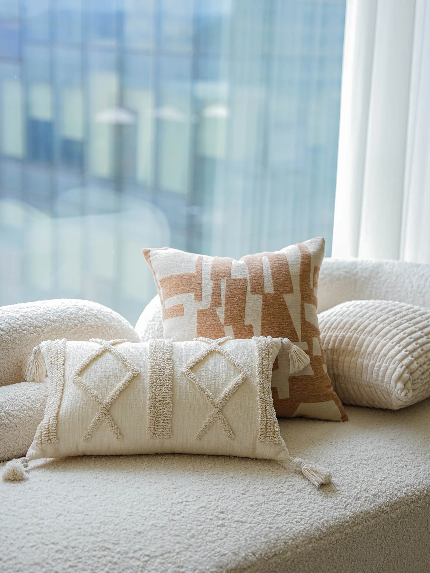 Modern Simple Creamy Style Pillowcase Luxury Sofa Living Room Sample Room Bedside Embroidered Cushion Cover Square Rectangle