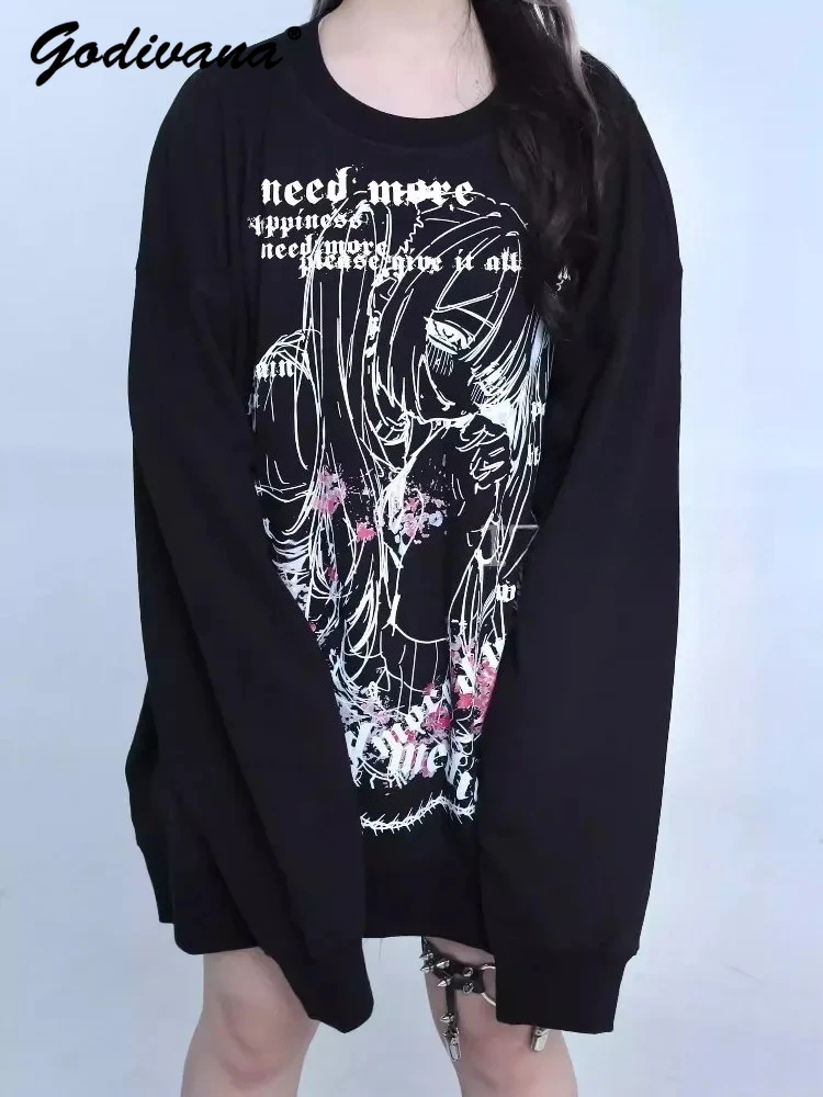 

Женские толстовки с круглым вырезом и длинными рукавами в японском стиле Mine Subculture, новые осенние пуловеры Y2k, топы