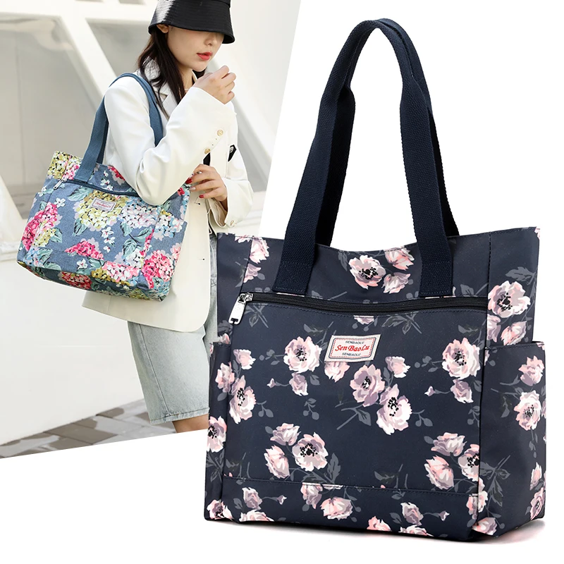 

A4 Book Capacity Female Top Handle Bag High Quality Fabric Women Handbag Pretty Style Gilrs Shopping Shoulder Bag