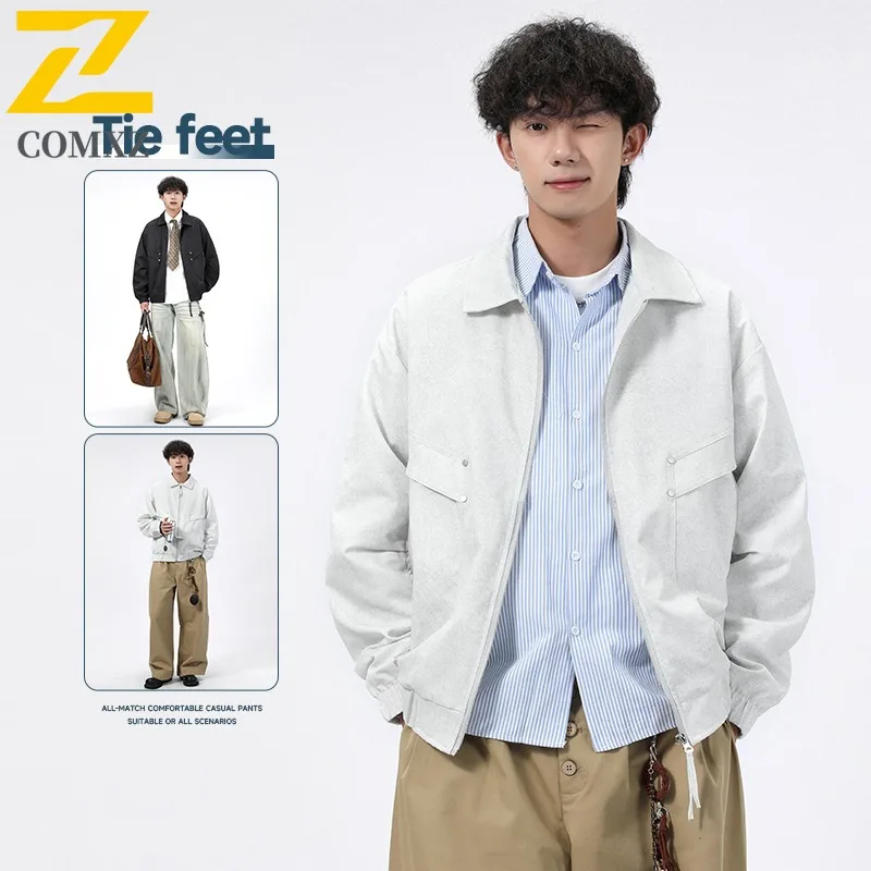 COMXZ 2025 Plus Size Mens Jacket Autumn Oversized Trendy Coat Big Tall Fashion Outerwear M 8XL Streetwear Urban