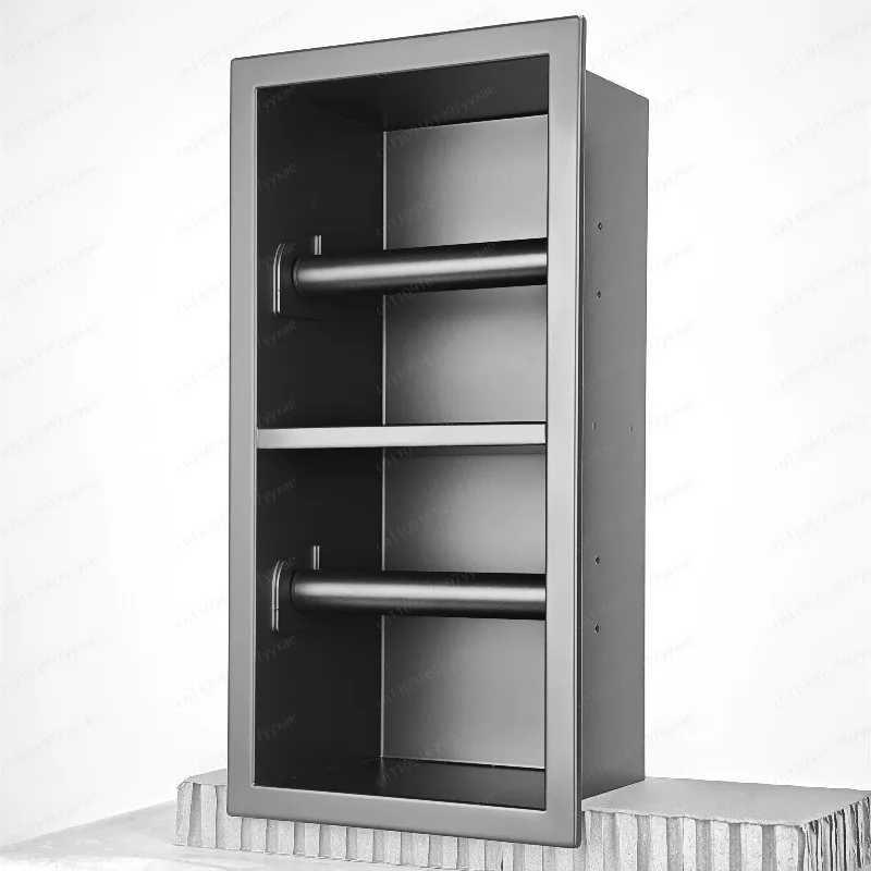 Concealed 304 Stainless Steel Recessed Wall‑Mounted Toilet Paper Niche Bathroom Shower Storage Holder