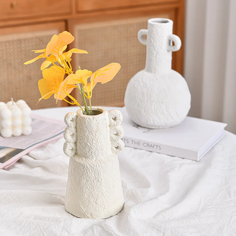 Retro style Coarse pottery Vase, Home Dining Table Living Room Bedroom, Office Tabletop Decoration Accessories, Flower Ware, 1Pc