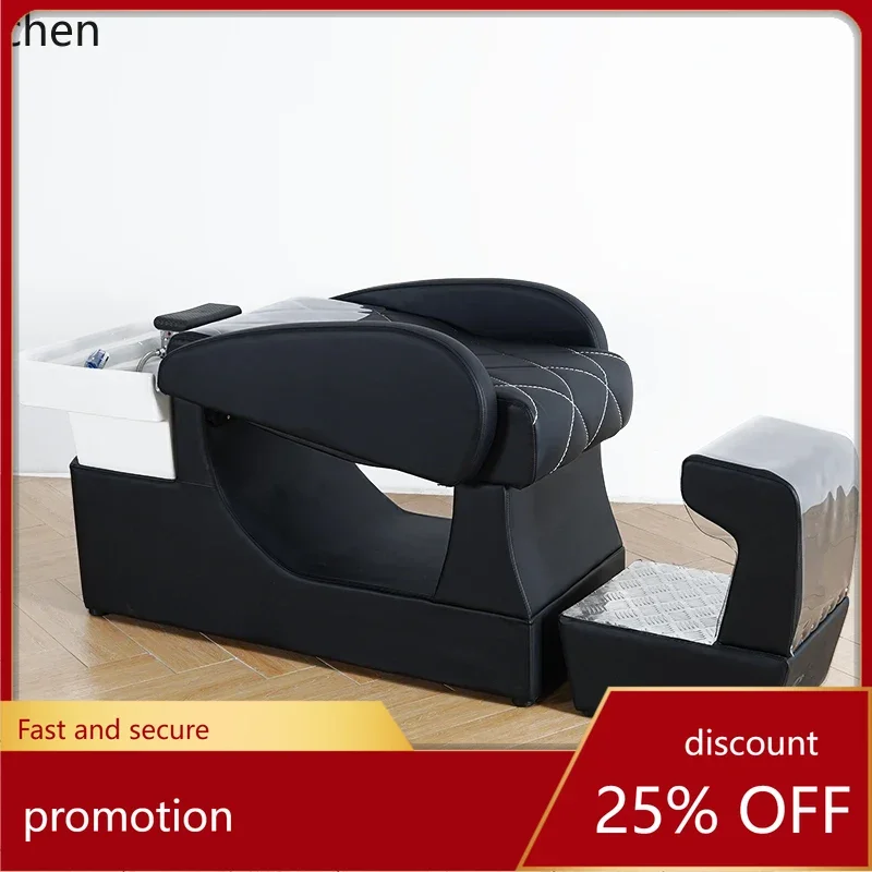 HT Hair Salon Beauty Salon Lying Flat Shampoo Bed Barber Shop Bed Ceramic Basin Massage Flush
