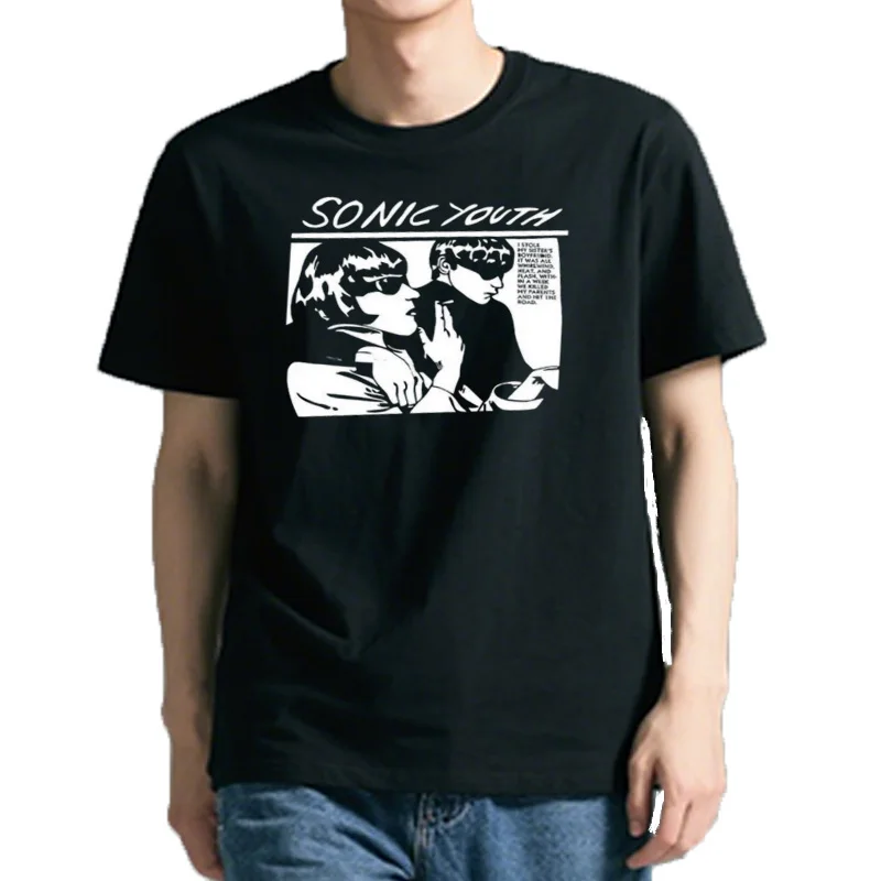 Youth Rock Band Cool Sonic Breathable Graphic Cotton Male Harajuku Fashion Streetwear Gothic Men's Tops Oversized Tshirt