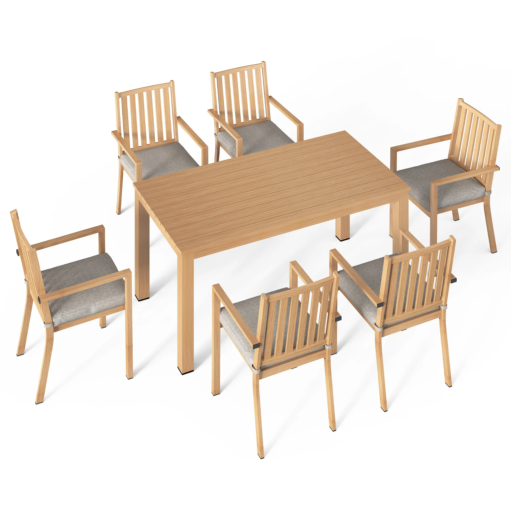 

Полностью алюминиевый иржавеющий обеденный набор Wisteria Lane для улицы, 7 предметов (1 стол и 6 стульев) В комплект входят съемные подушки