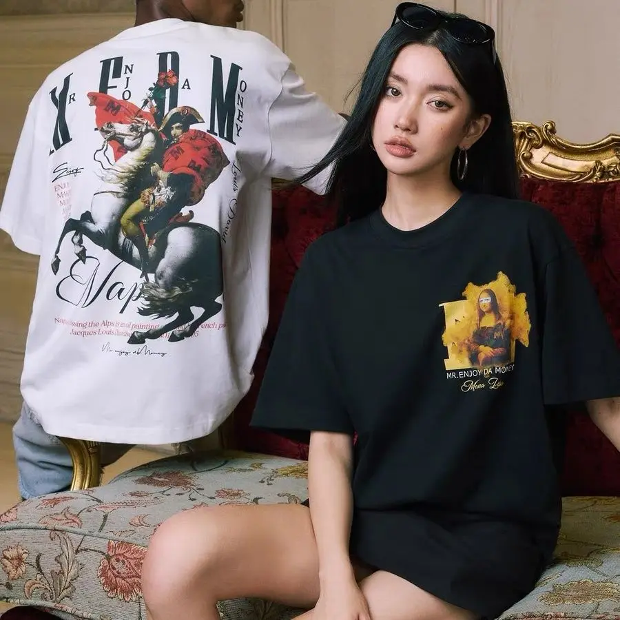 Spoofing اللوحة الشهيرة قصيرة الأكمام تي شيرت الرجال والنساء الصيف الأمريكية شارع العليا المتخصصة تصميم العصرية رداء علوي غير رسمي