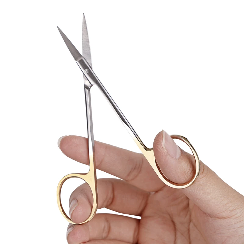 Dental Stainless Steel Medical Surgical Scissors Straight / Curved Tip Gold Plated Handle Animal Vet Scissors Haircut Scissors