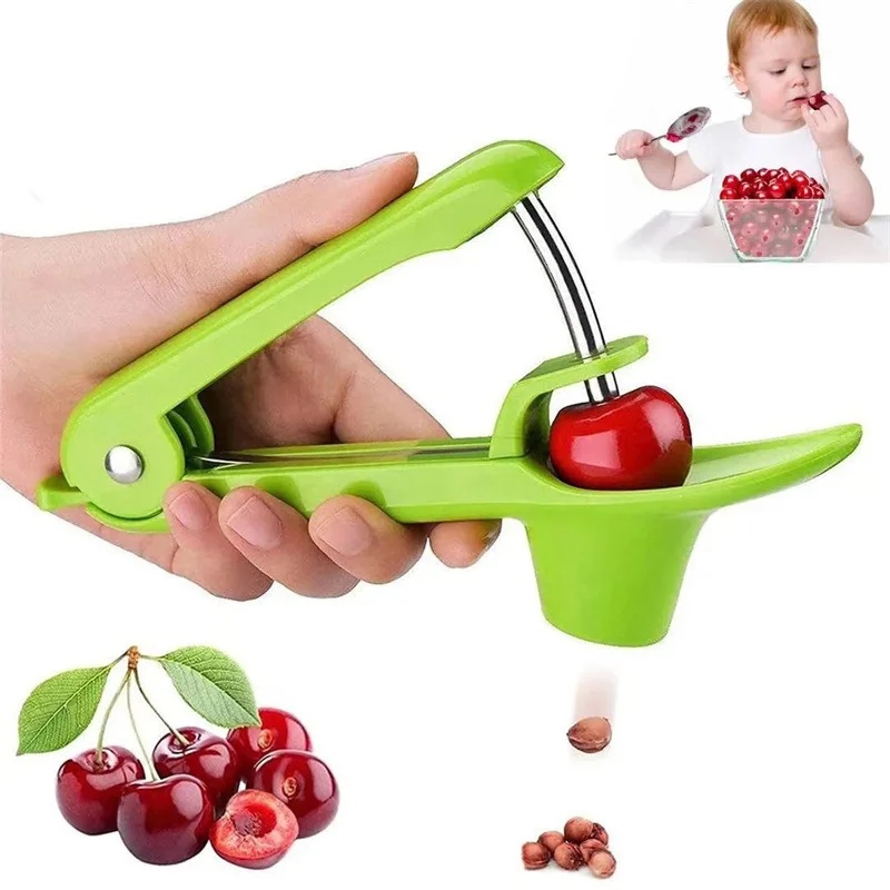 

Cherry Pitter Cherries Corer Pitter Tool with Hand-held Push Design Save Time Space for Making Cherry Jam with Lock Design