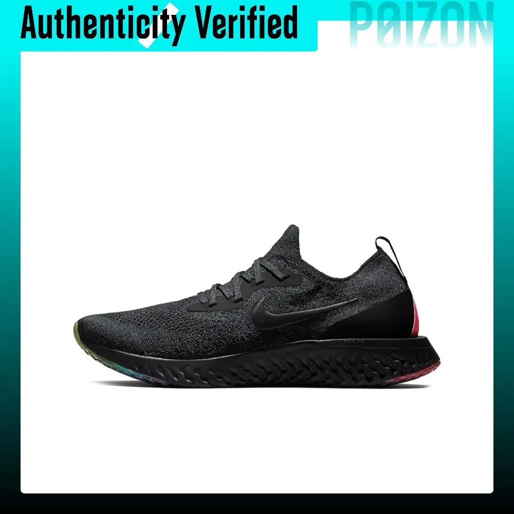 Nike Epic React Flyknit 1 Running Shoes Unisex Low-top Black/Multicolor Rainbow AR3772-001