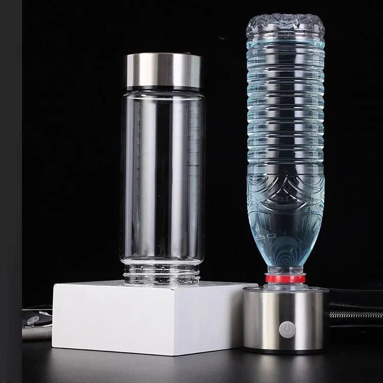 2022 Rechargeable Glass Alkaline Portable Hydrogen Rich Water Sports Bottle Generator Hydrogen Water Bottle