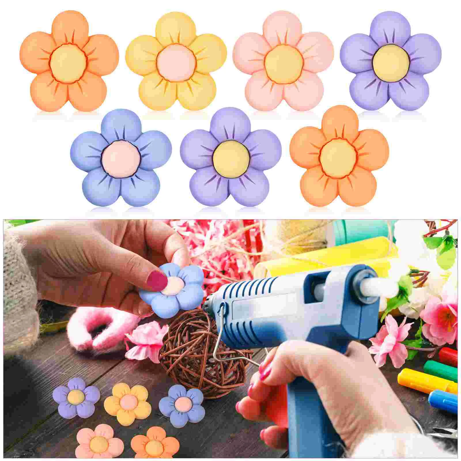 50 Pcs Charms Patches Multi-purpose Decorative Material Stickers Flower Embellishments for Crafts Resin