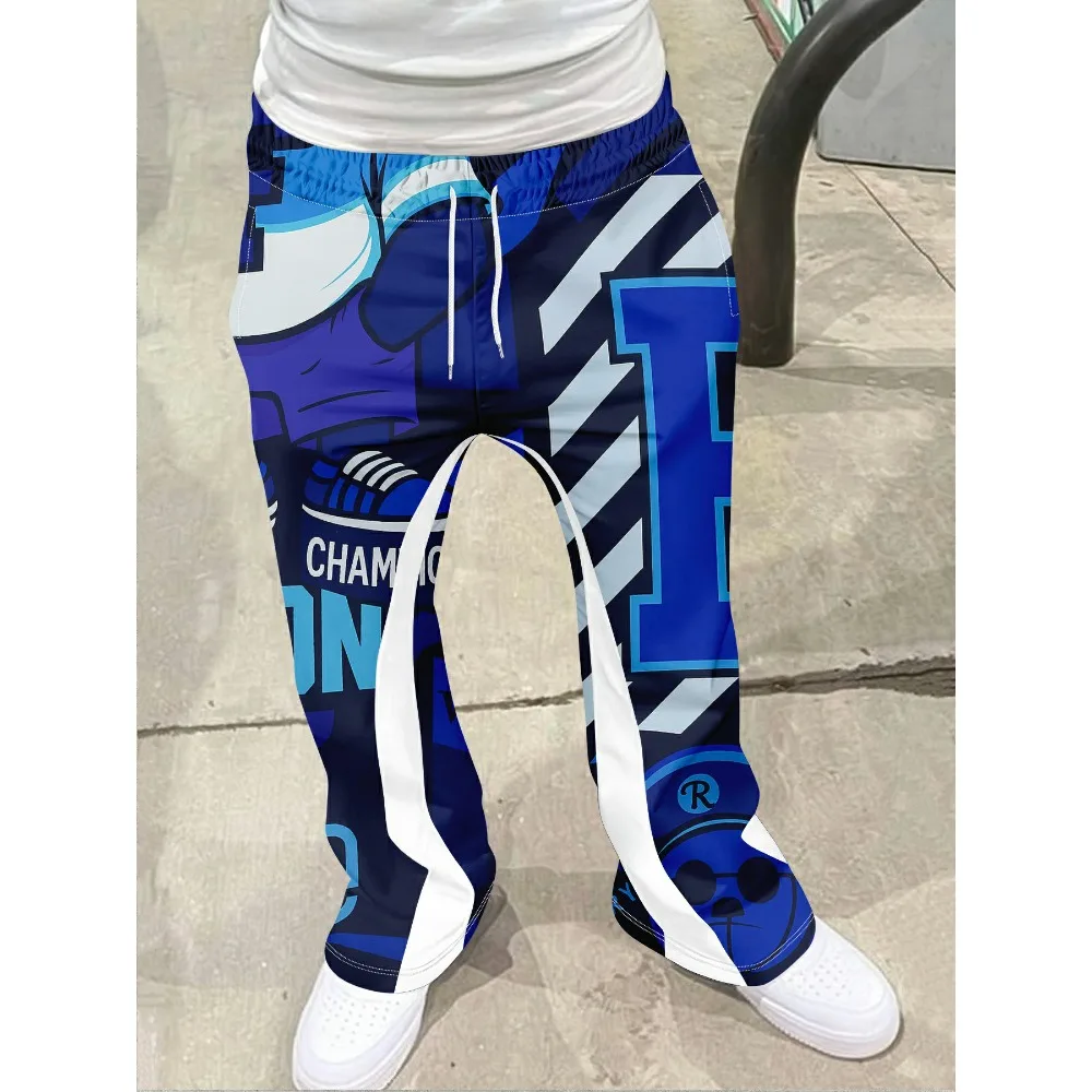 

Мужские модные повседневные спортивные штаны в стиле хип-хоп с яркими пламенными элементами в сочетании с «RICH SOON» Привлекательные для уличной одежды