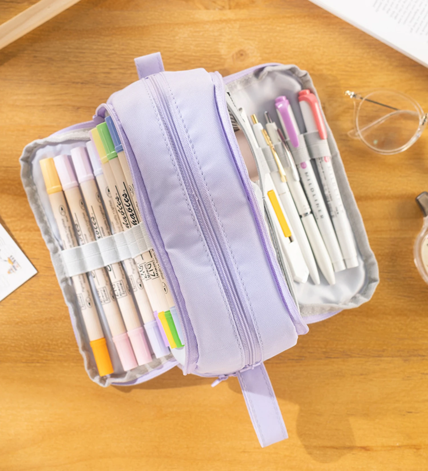 Large Capacity Pencil Case Cute Macaron-Colored Multi-Functional Pen Bag with Organizer Stationery Pouch for School Pencil Case
