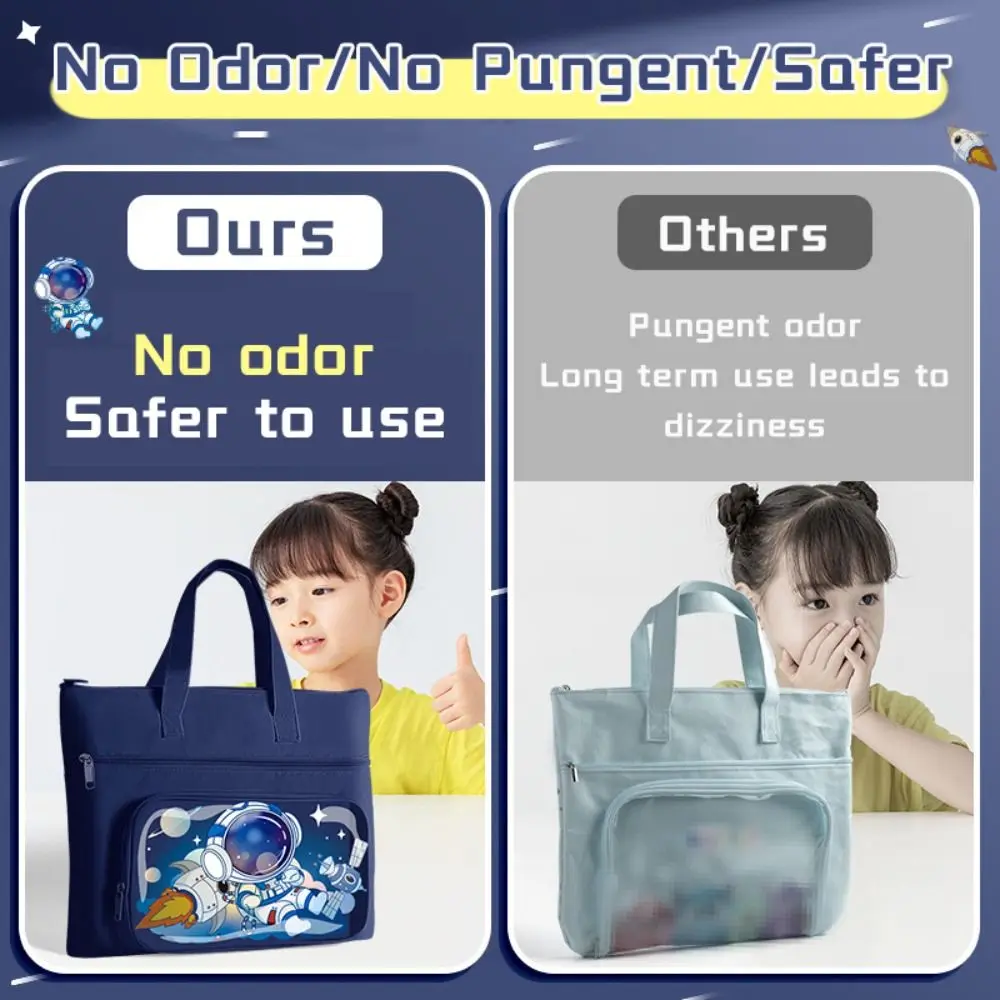 Canvas Tutorial Bag Three Layers Astronaut/Capybara/Panda/Sweet Girl Handheld File Bag Large-capacity Portable Art Storage Bag