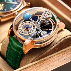 PINDU DESIGN Astronomia Celestial SeriesTourbillon Watch Men The Transparent Design Man Watches Quartz Wristwatch reloj hombre