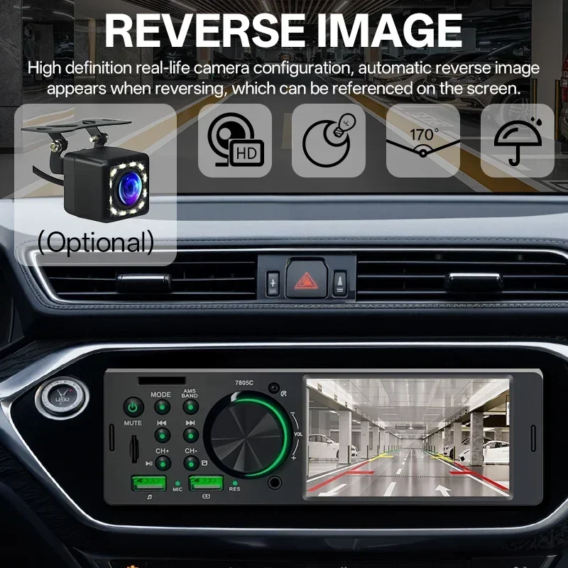 Hippcron 4,1" Autoradio 1din Multimedia MP5-Player Touchscreen Bluetooth Stereo FM-Empfänger USB TF Universelle Kameraunterstützung – Detail 7