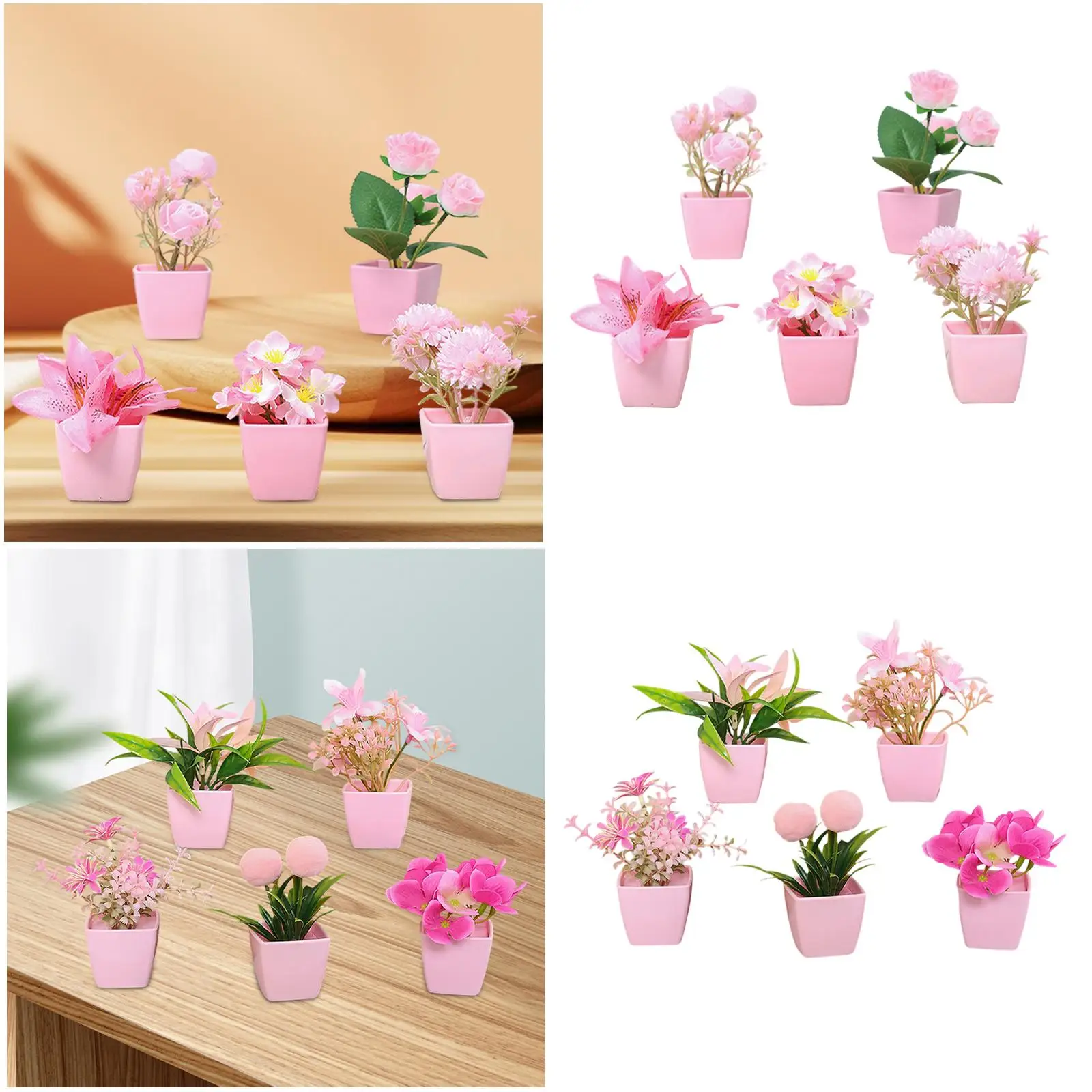 5x กระถางดอกไม้จําลองดอกไม้ช่อดอกไม้แจกันของขวัญวันเกิด Faux Mini Potted