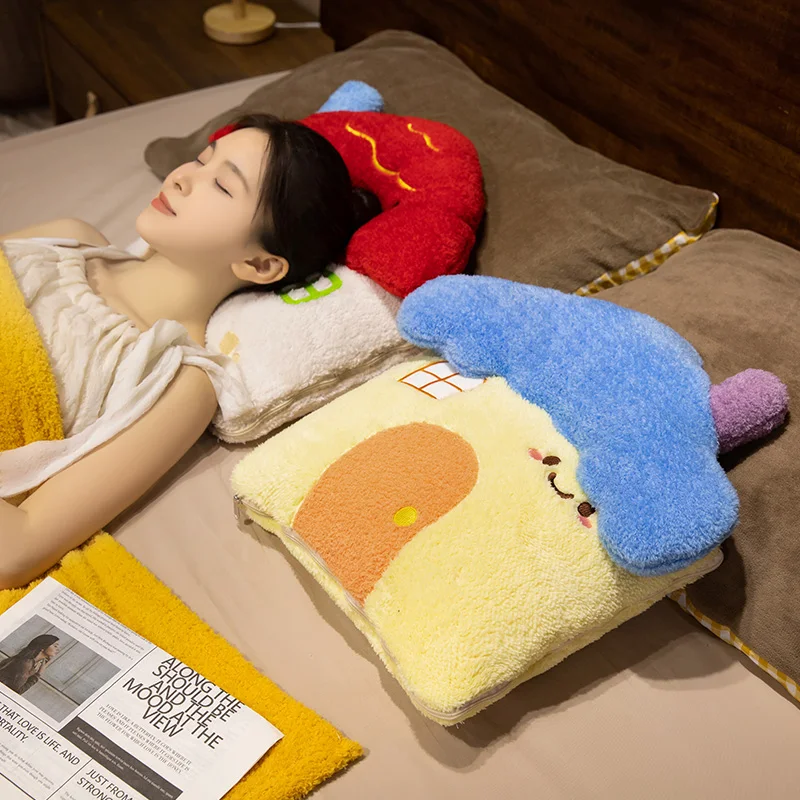 Cartoon Huis Pluche Kussen Deken Flanel Student Kantoor Dutje Deken Schattige Baby Deken Slaapzaal Pluche Deken Cadeau