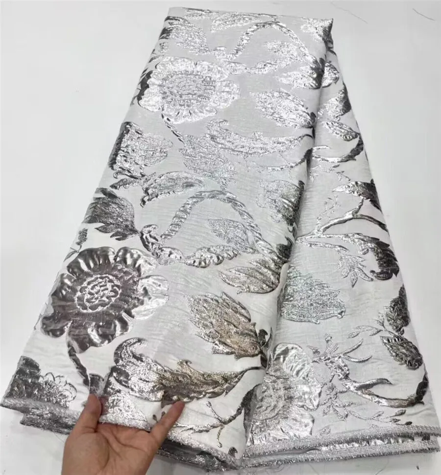 African Brocade Jacquard Luxury Fabric High Quality Nigerian Damask Gilding Lace Dress Material Brocard Tissu 5Yard  DJB57